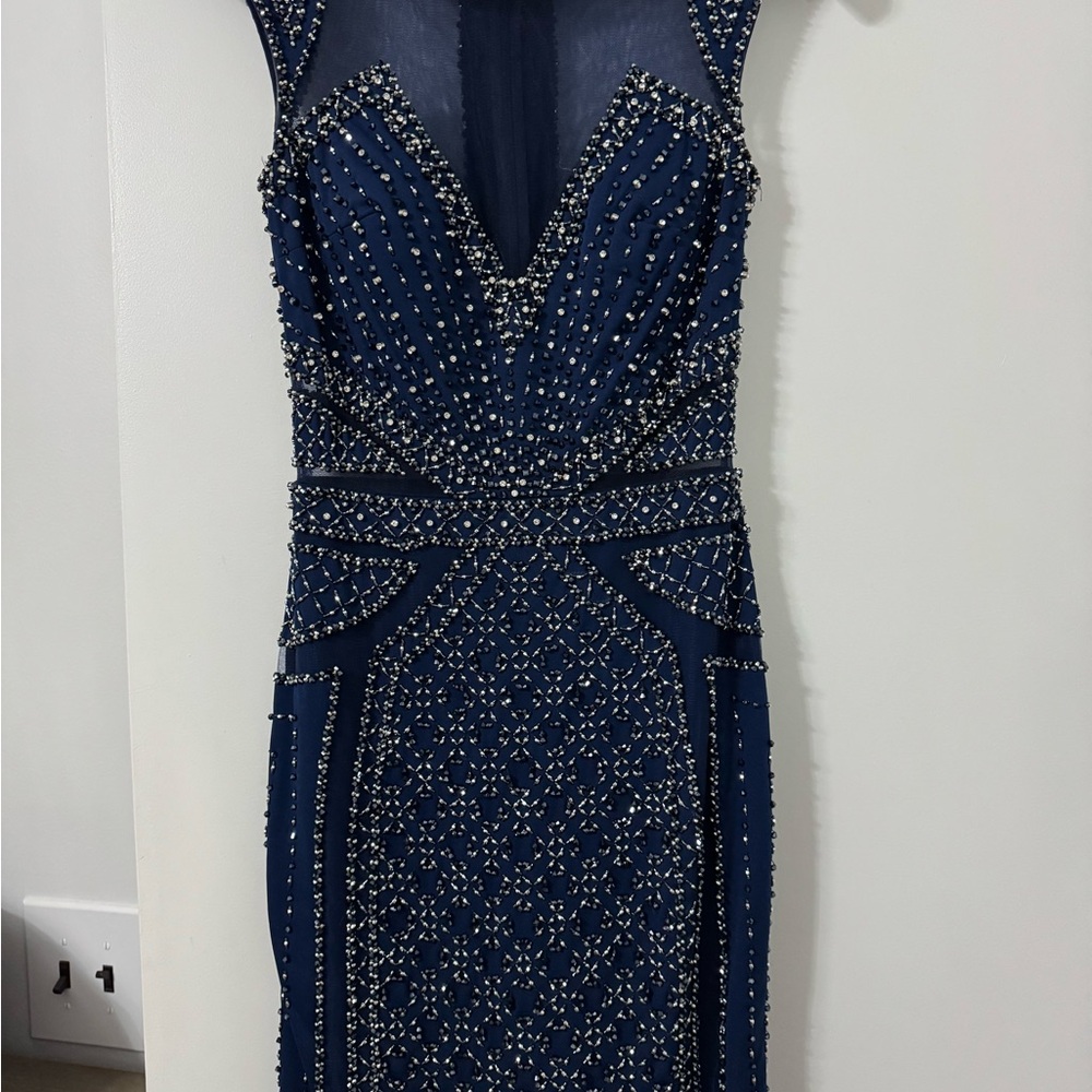 Elegant Navy Beaded Dress